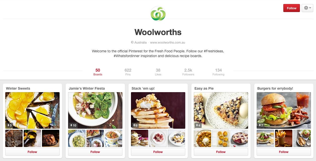 Pinterest - Woolworths Example